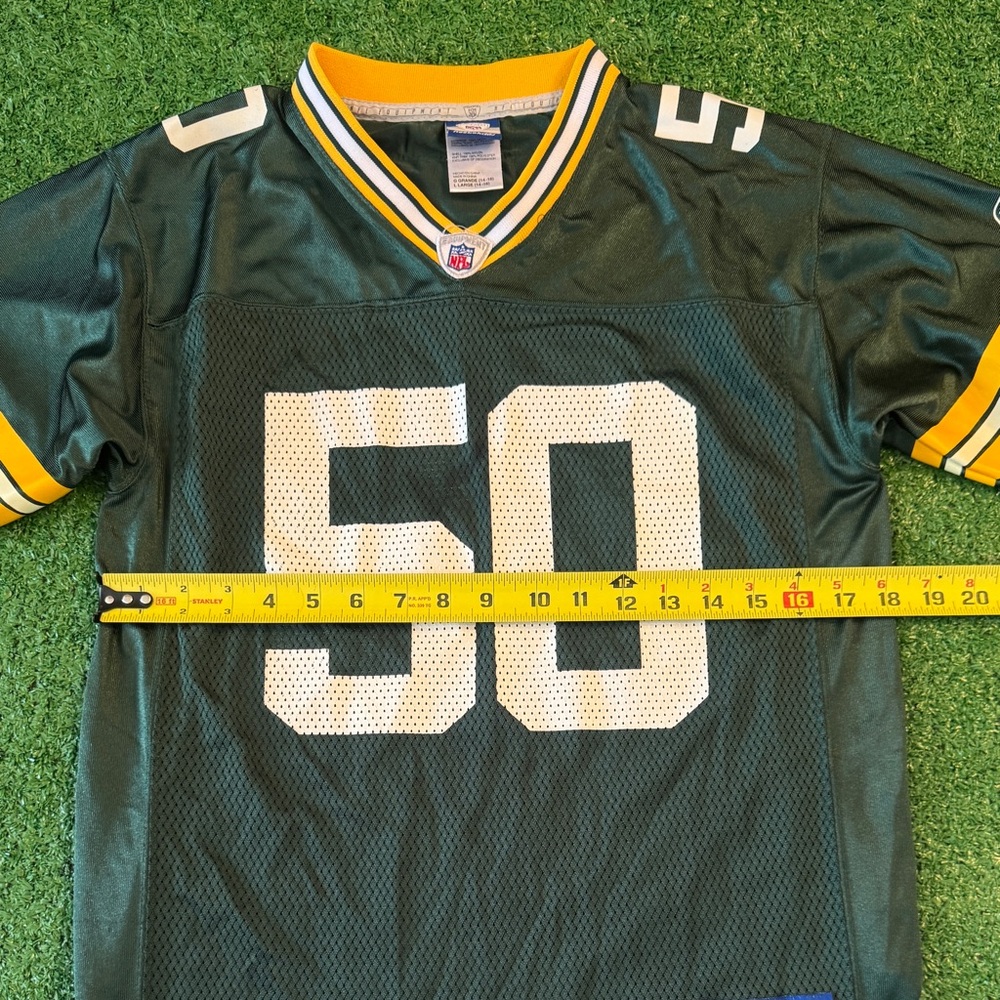 Green Bay Packers Jersey Youth Extra Large 14/16 Hawk #50 Green On Field Reebok - Picture 5 of 6